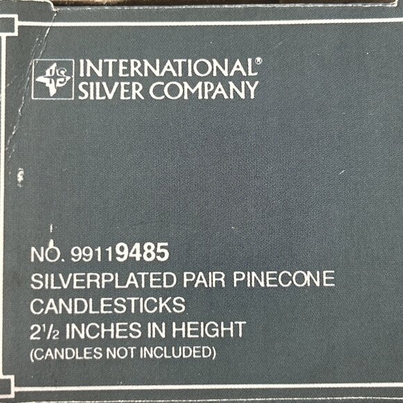 Pair of Silver Plate Pinecone Candlesticks by International Silver Company 2.5" - Picture 4 of 4